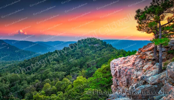11 Sunset And Distant Thunderstorms At Sams Throne - Professional Arkansas Ozark Gallery No 1 photography by Paul Caldwell